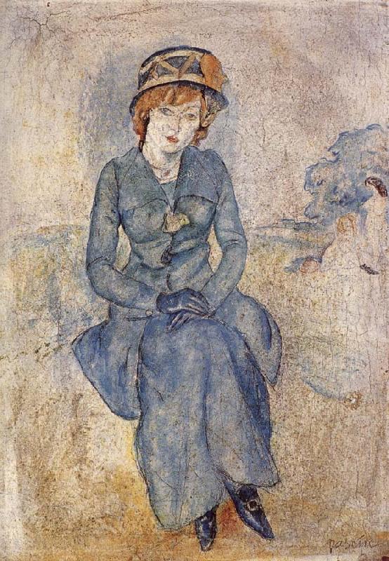 Jules Pascin Aiermina wearing the green dress Germany oil painting art